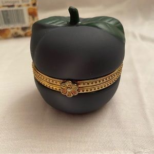 Vintage Limoges Porcelain Paint Blue Plum Fruit Trinket Box